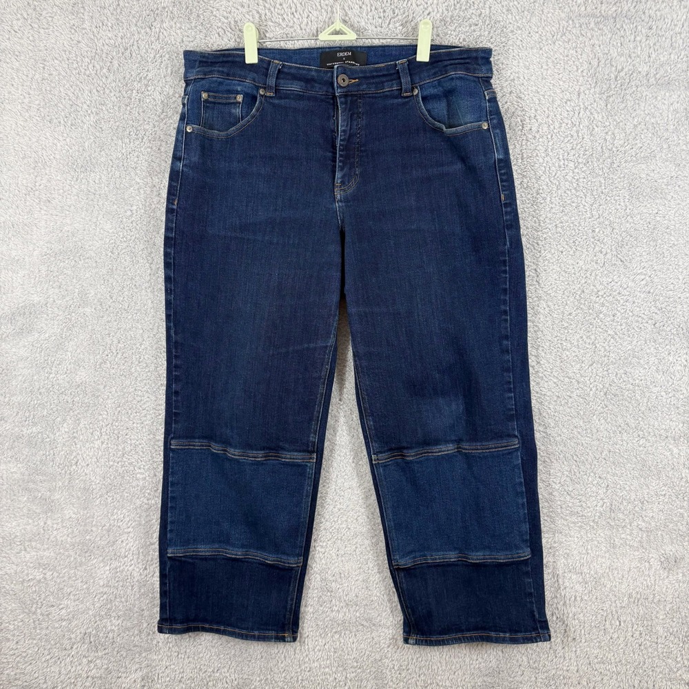 Erdem x Universal Standard Hana Patchwork Jeans Size 14 Dark Wash‎ Relaxed Leg - Picture 2 of 9